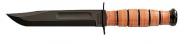 Ka-Bar 1250 USMC Short w/Leather Fixed 1095 Cro-Van Clip Point Blade